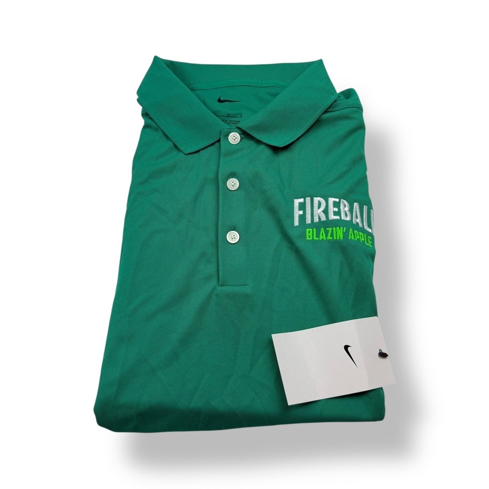 Nike Fireball Blazin Apple Golf Polo Shirt Men's Size L Green Short Sleeve NWT